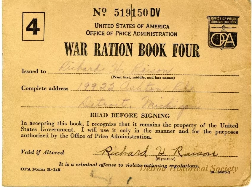 Book, Ration - War Ration Book Four