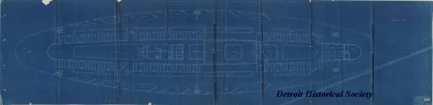 Blueprint - Steamer No. 168, Upper Deck Cabin Plan