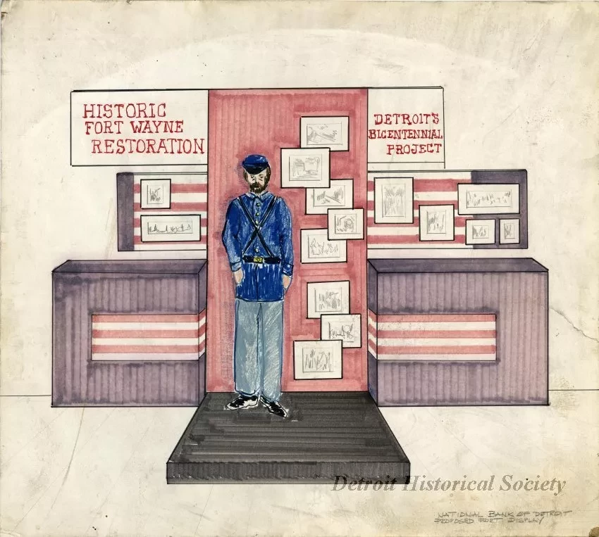 Drawing - National Bank of Detroit Proposed Fort Display