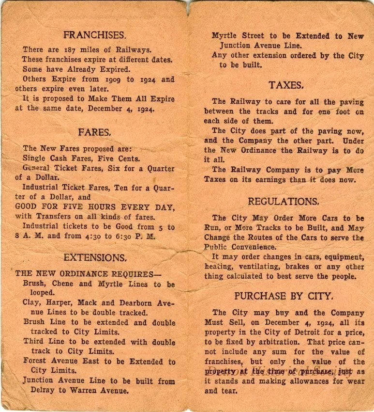 Pamphlet - Facts for Ready Reference About Detroit Street Railways