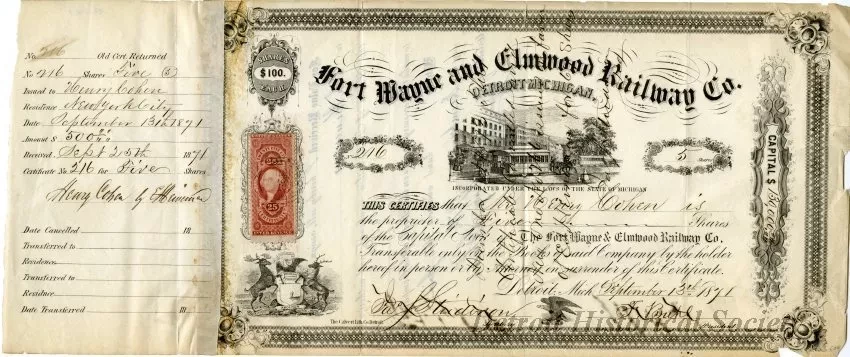 Certificate, Stock