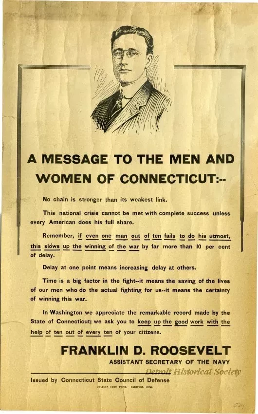 Poster - A Message to the Men and Women of Connecticut