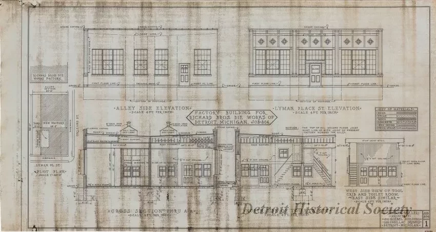 Drawing, Architectural - Factory Building for Richard Bros. Die Works of Detroit, Michigan