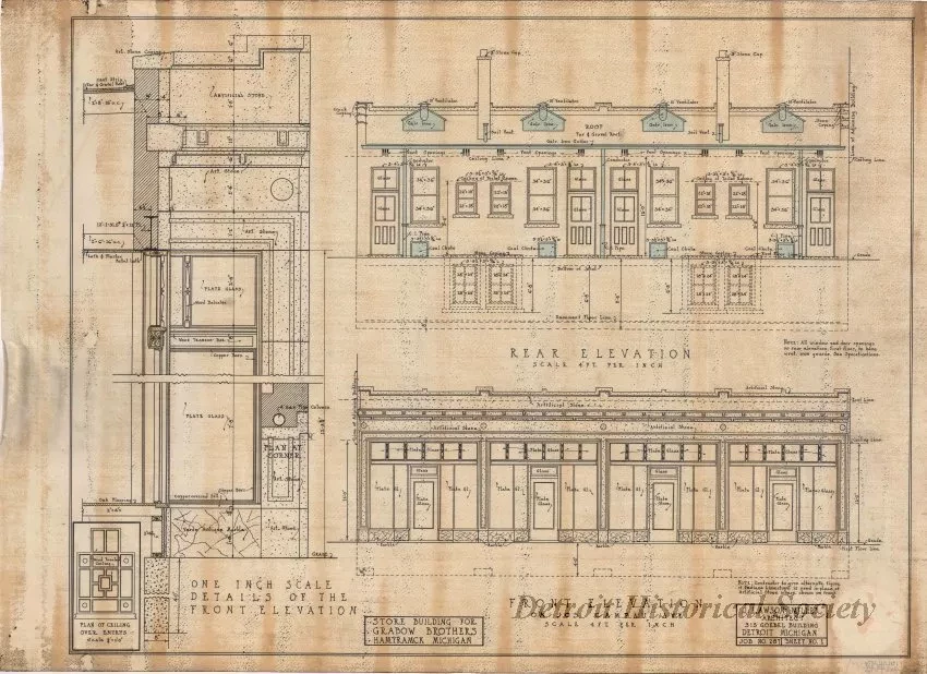 Drawing, Architectural - Store Building for Grabow Brothers, Hamtramck, Michigan