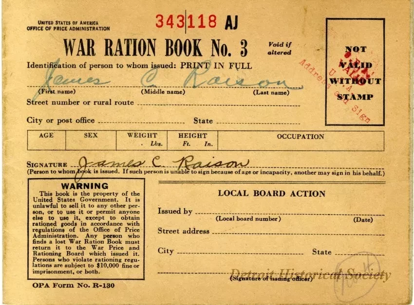 Book, Ration - War Ration Book No. 3