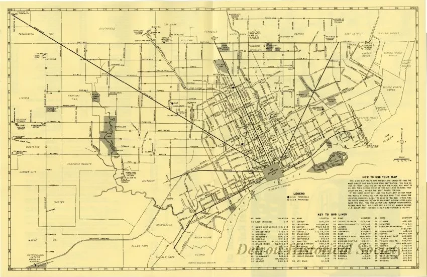 Map - Department of Street Railways Service Map of Greater Detroit
