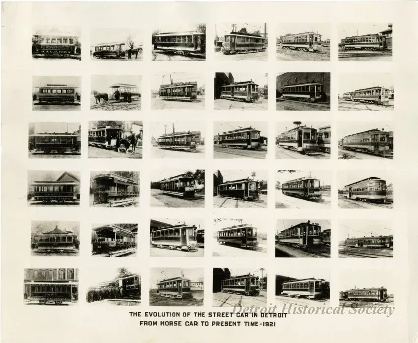 Print - The Evolution of the Street Car in Detroit Frome Horse Car to Present Time-1921