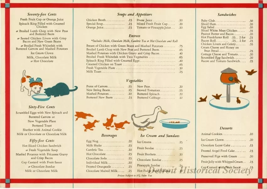 Menu - Good Things I Like to Eat, A Menu for Children.