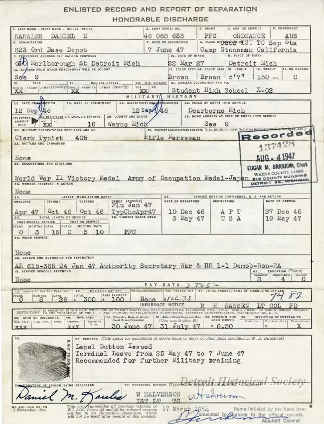 Certificate, Commemorative