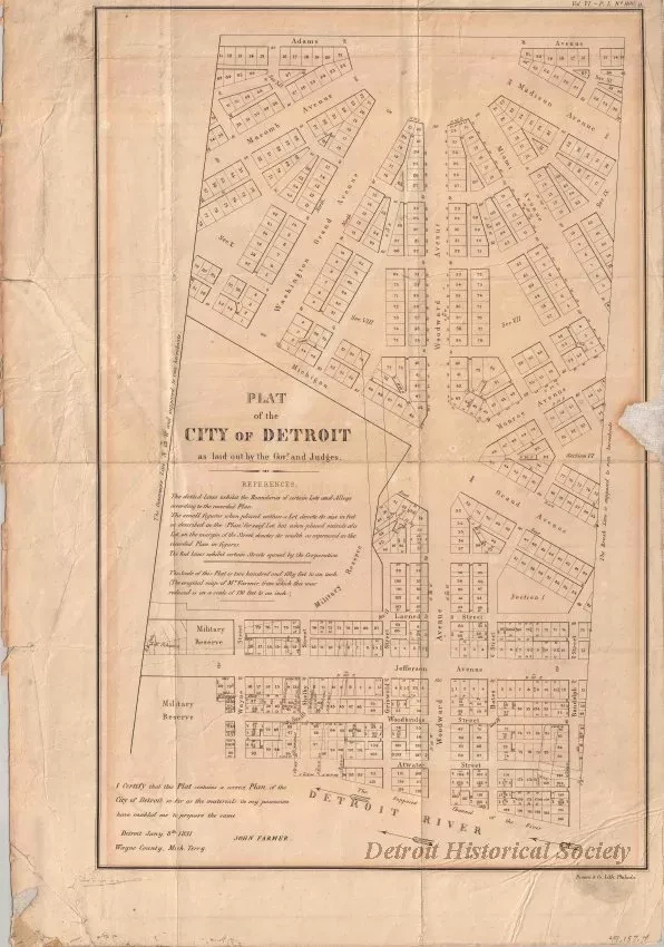 Plat - Plat of the City of Detroit as Laid Out by the Govr. and Judges
