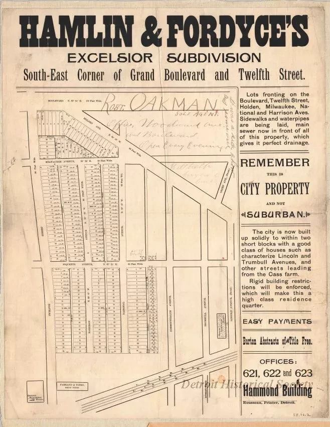 Poster - Hamlin & Fordyce's Excelsior Subdivision