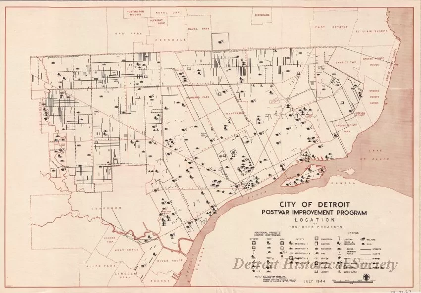 Map - City of Detroit Postwar Improvement Program