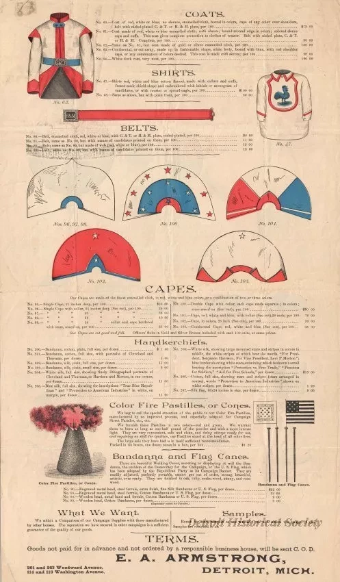 Advertisement - List No. 1, Campaign Supplies Made by E. A. Armstrong
