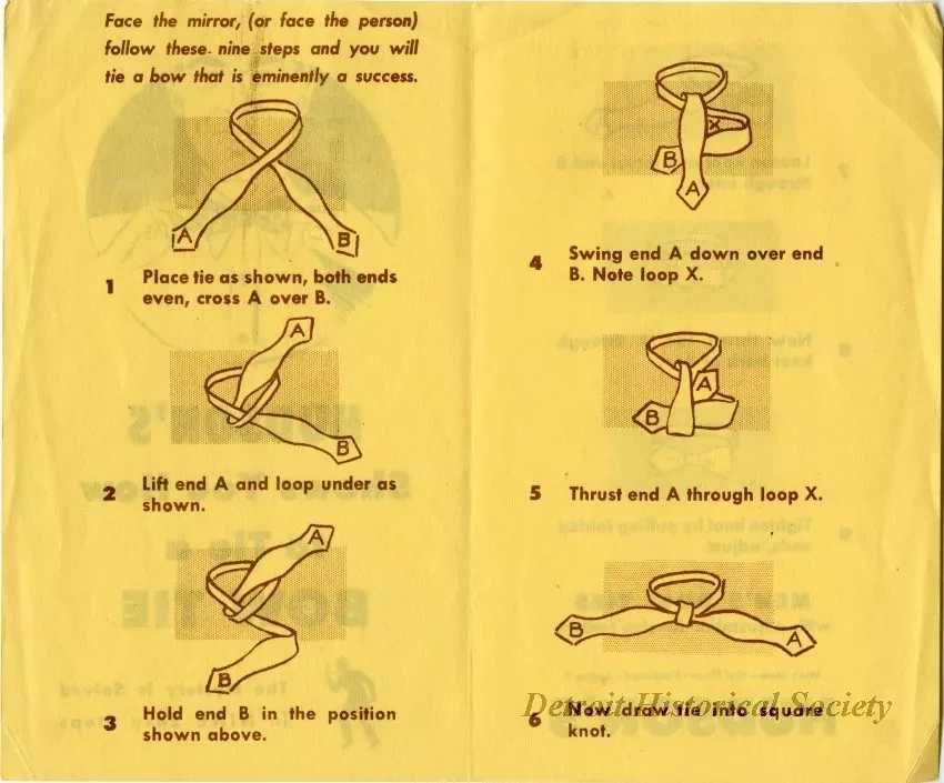 Pamphlet, Instruction - Hudson's Shows You How to Tie a Bow Tie