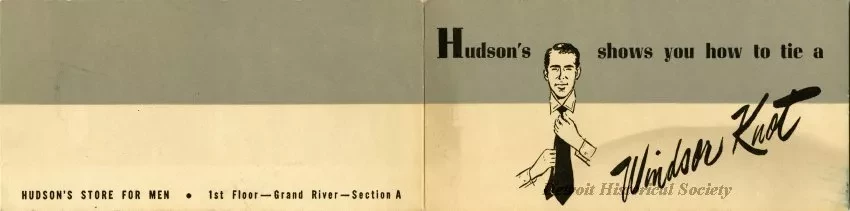 Pamphlet, Instruction - Hudson's Shows You How to Tie a Windsor Knot
