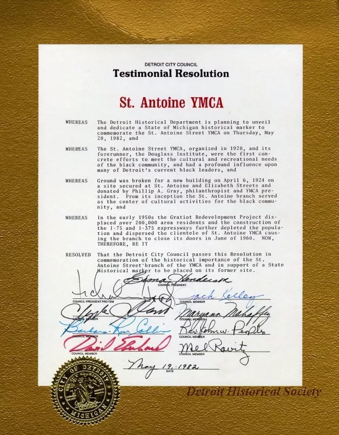Resolution - St. Antoine YMCA