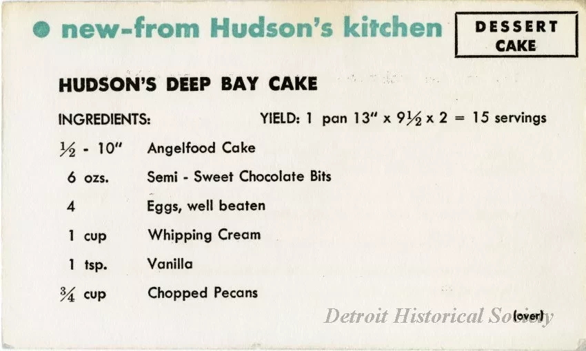 Recipe - New--From Hudson's Kitchen