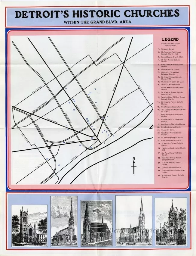 Map - Detroit's Historic Churches within the Grand Blvd. Area