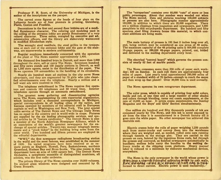 Pamphlet - 1873-1926, The Detroit News