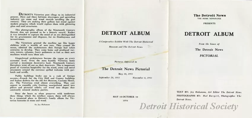 Pamphlet - The Detroit News, The Home Newspaper, Presents Detroit Album, From the Issues of The Detroit News Pictorial