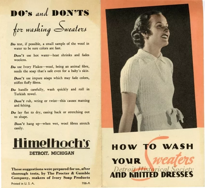 Pamphlet, Instruction - How To Wash Your Sweaters and Knitted Dresses