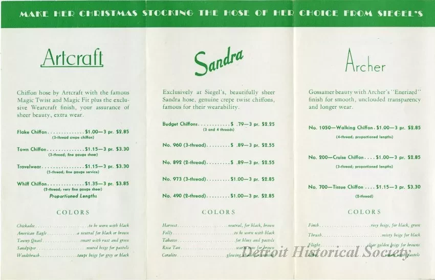 Pamphlet - Her Christmas Stocking from Siegel's