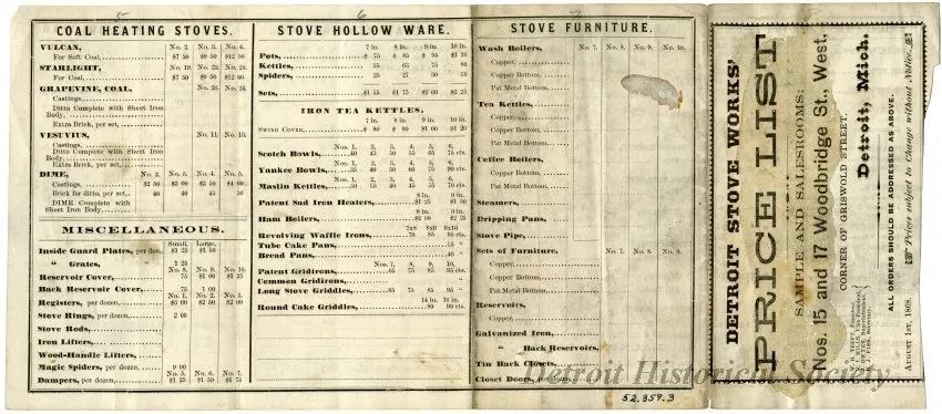 Pricelist - Detroit Stove Works Price List