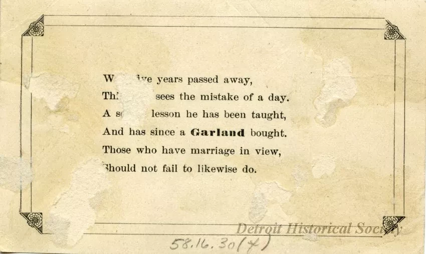 Card, Trade - Before & After Marriage: "Married Five Years"