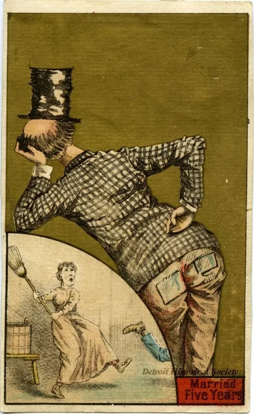 Card, Trade - Before & After Marriage: "Married Five Years"