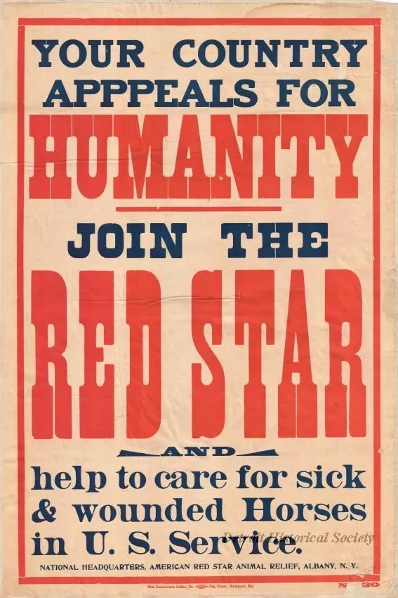 Poster - Your Country Appeals for Humanity Join the Red Star 
and help to care for sick & wounded Horses in U.S. Service