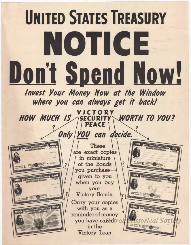 Poster - United States Treasury Notice - Don't Spend Now!"