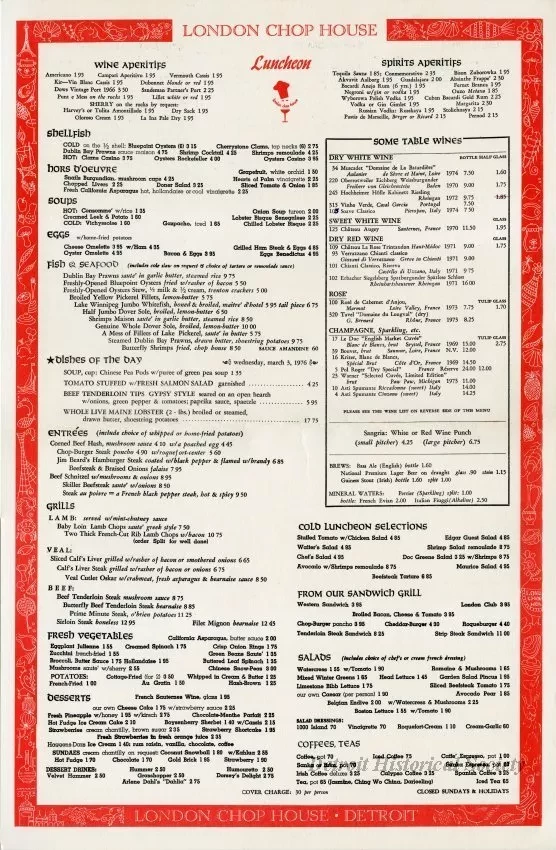 Menu - London Chop House