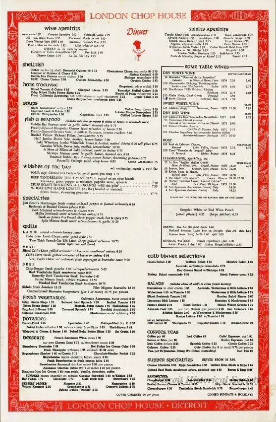 Menu - London Chop House