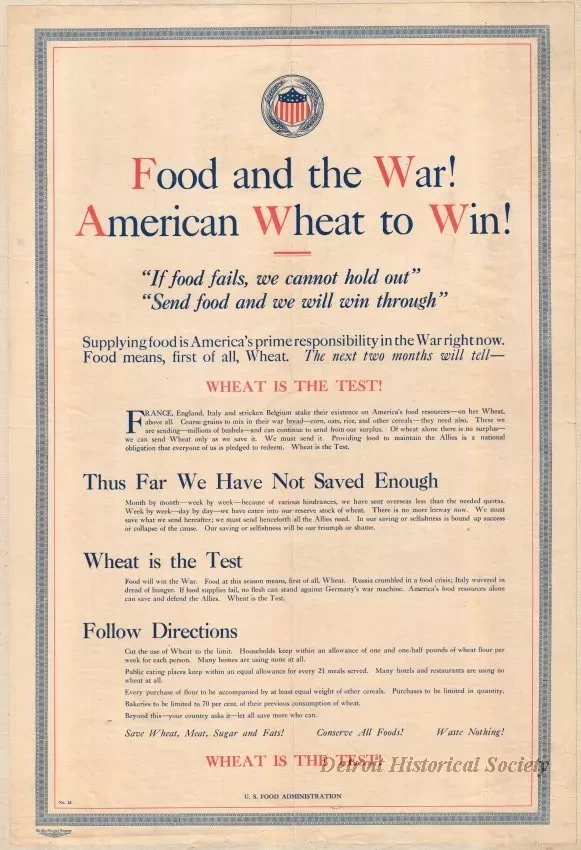 Poster - Food and the War!
American Wheat to Win!