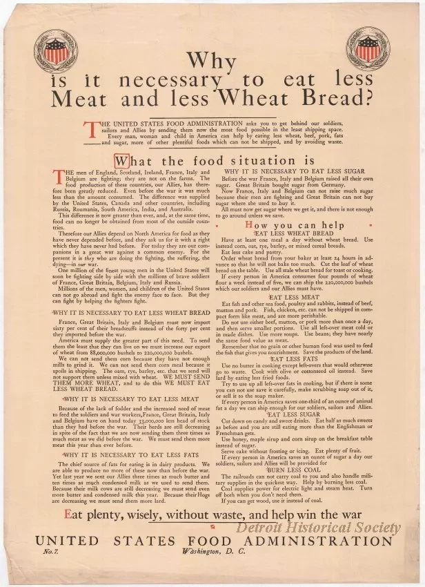 Poster - Why is it necessary to eat less Meat and less Wheat Bread?