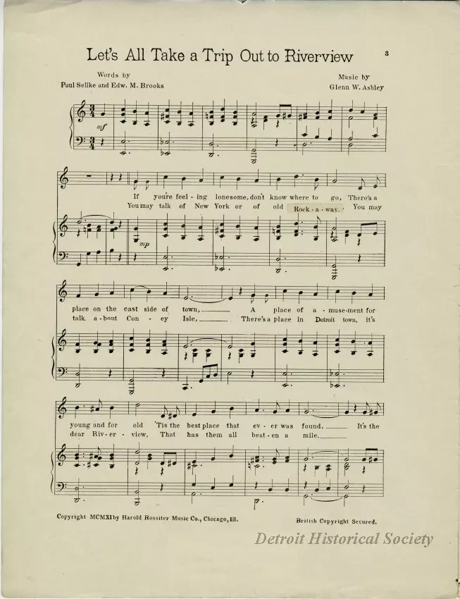 Music, Sheet - Let's All Take A Trip Out To Riverview