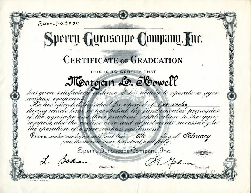 Certificate, Achievement - Sperry Gyroscope Company, Inc.