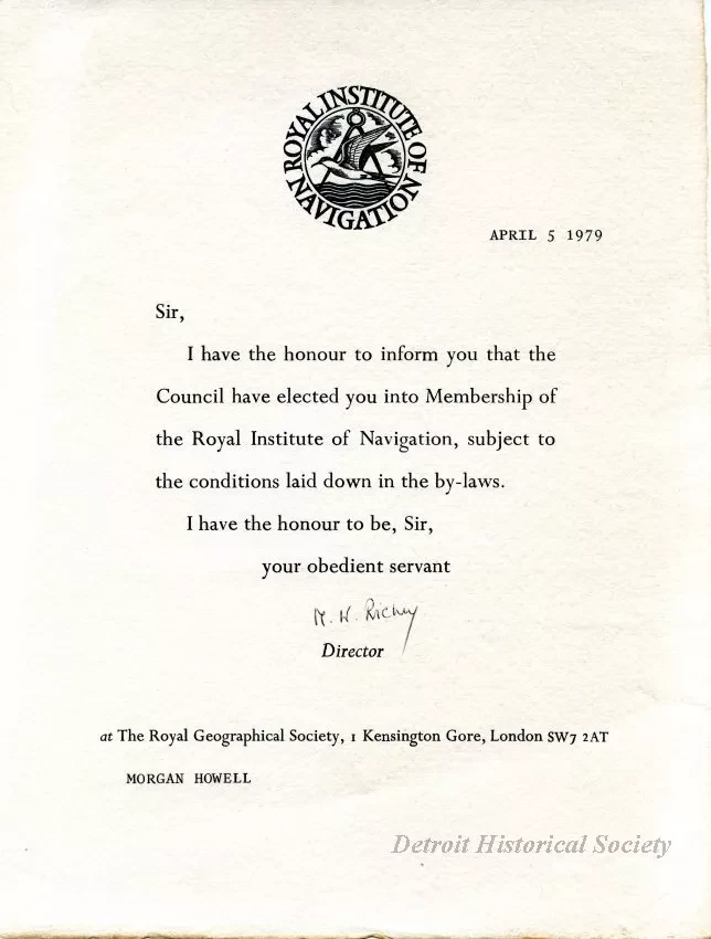 Certificate, Achievement - Royal Institute of Navigation