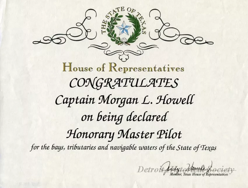 Certificate, Achievement - State of Texas, House of Representatives