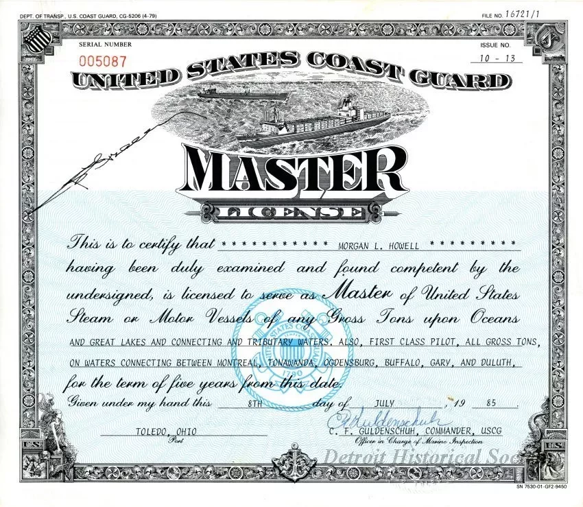 License, Occupational - United States Coast Guard Master License