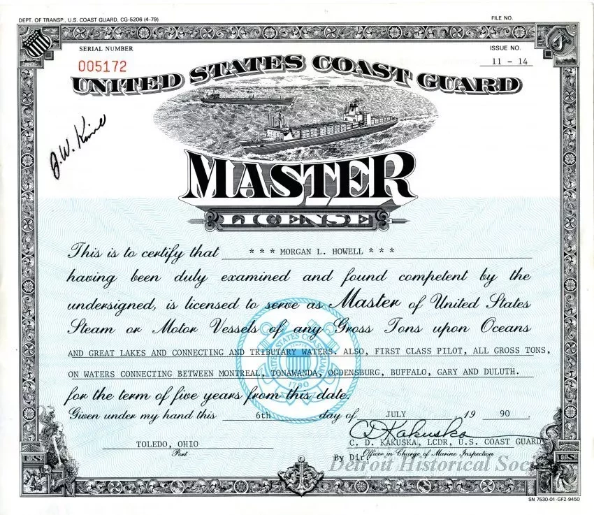 License, Occupational - United States Coast Guard Master License