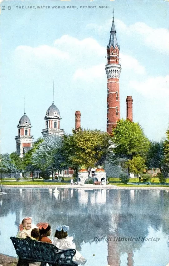 Postcard - Z-8  The Lake, Water Works Park, Detroit, Mich.