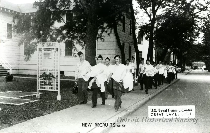 Postcard - New Recruits - U.S. Naval Training Center, Great Lakes, Illinois