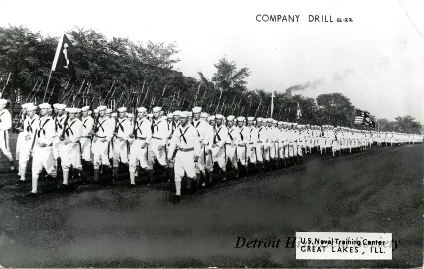 Postcard - Company Drill - U.S. Naval Training Center, Great Lakes, Illinois