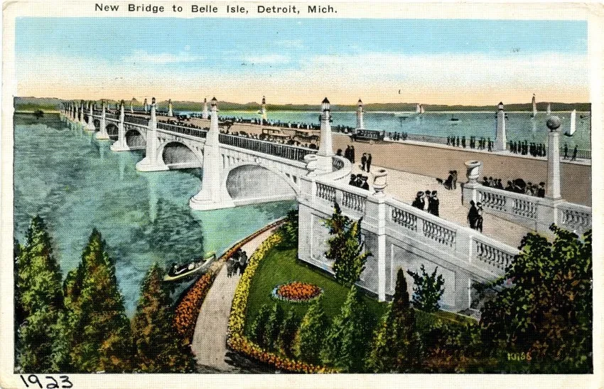Postcard - New Bridge to Belle Isle, Detroit, Mich.