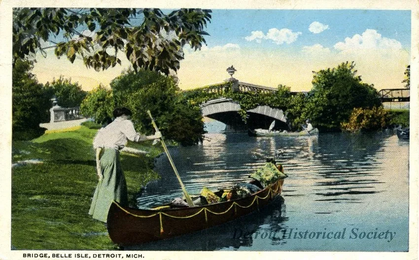 Postcard - Bridge, Belle Isle, Detroit, Mich.
