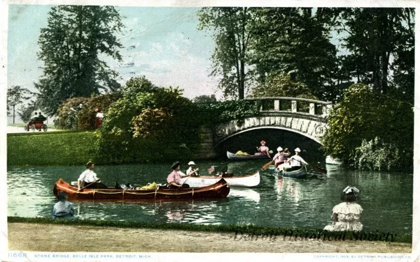 Postcard - 11668 Stone Bridge, Belle Isle Park, Detroit, Mich.
