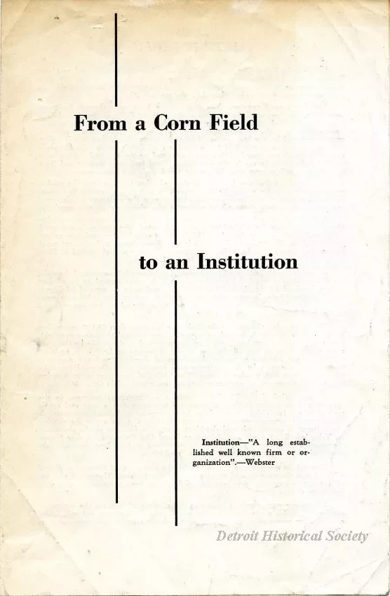 Brochure - From a Corn Field to an Institution