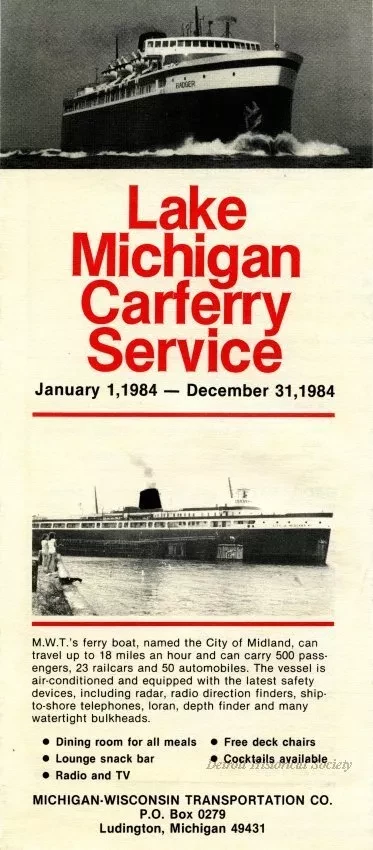 Brochure - Lake Michigan Carferry Service, 
January 1, 1984 - December 31, 1984
