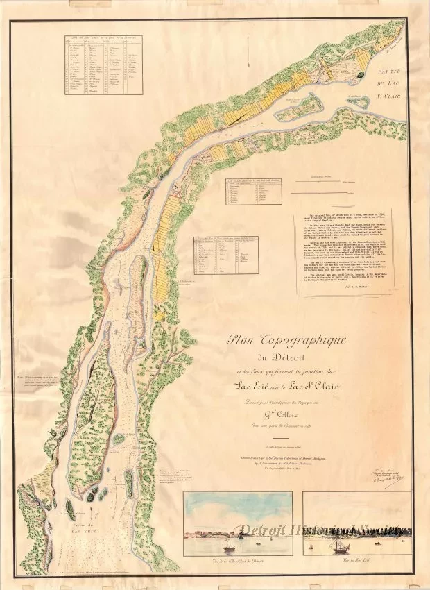 Map - Plan Topographique du Détroit et des eaux qui forment la jonction du Lac Erié avec le Lac St. Clair 
[Topographic plan of Detroit and the waters which form the junction of Lake Erie with Lake St. Clair]